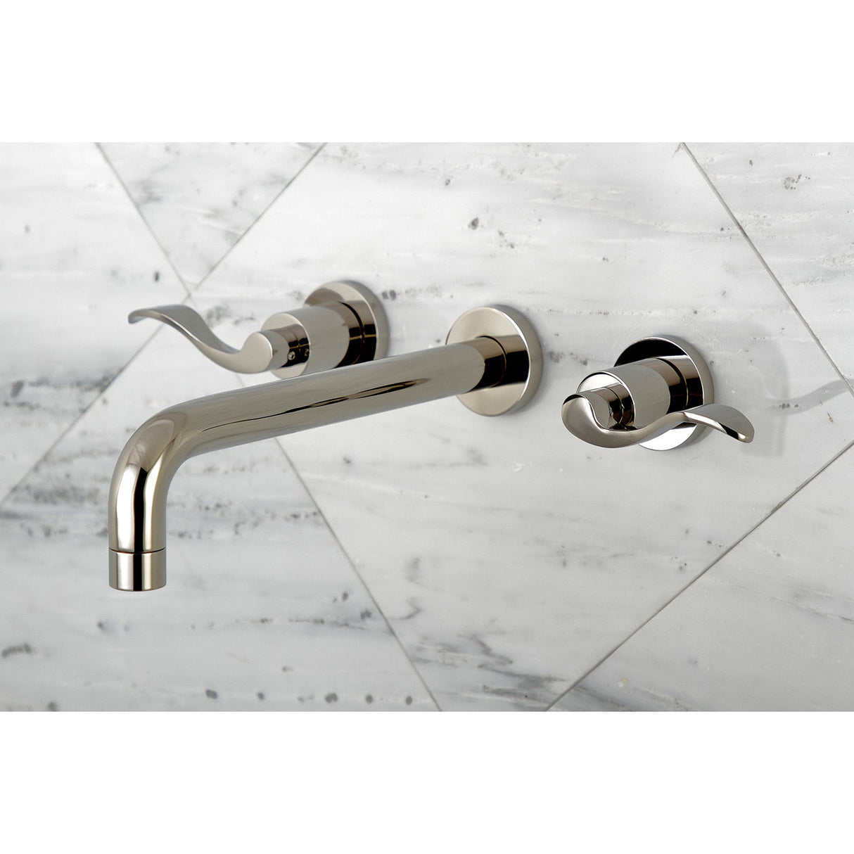 NuWave KS8026DFL Two-Handle 3-Hole Wall Mount Roman Tub Faucet, Polished Nickel