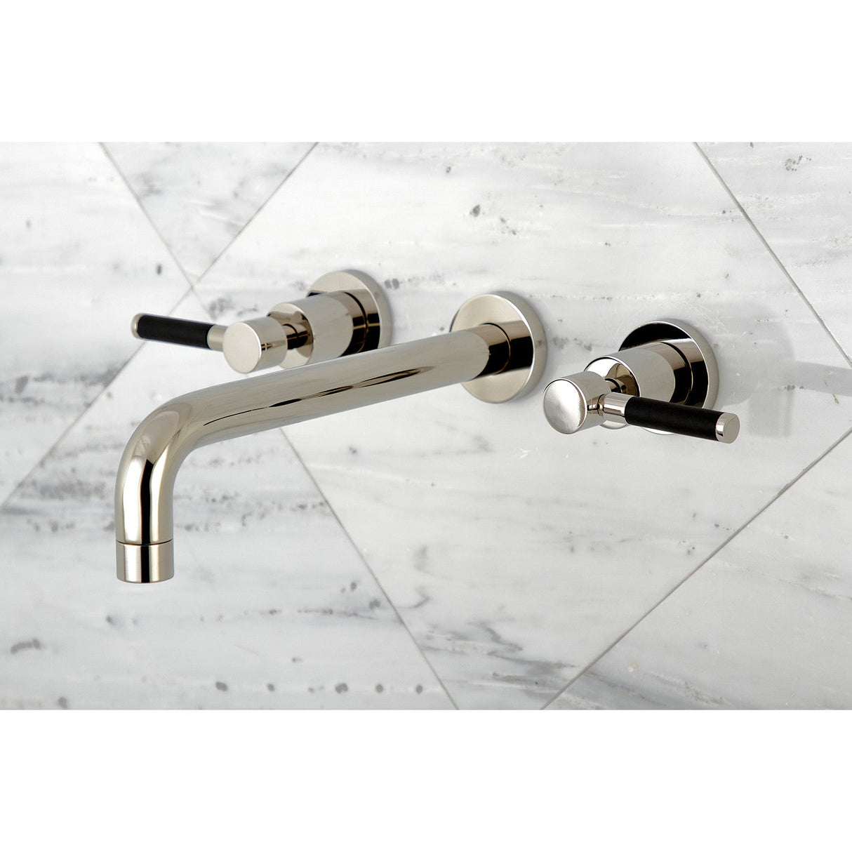 Kaiser KS8026DKL Two-Handle 3-Hole Wall Mount Roman Tub Faucet, Polished Nickel