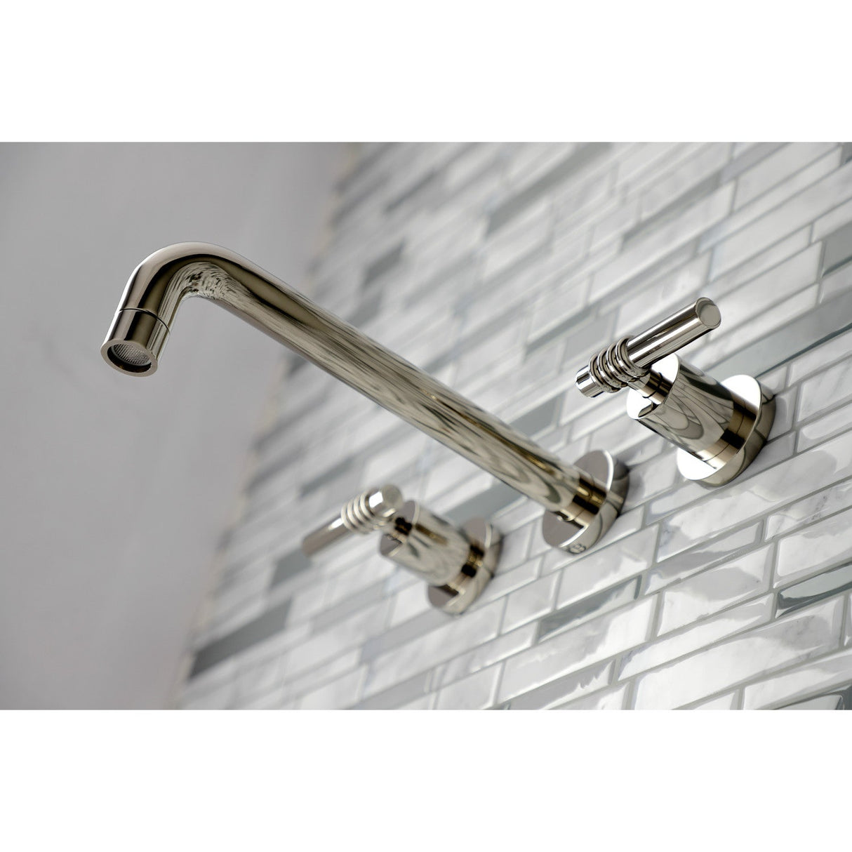 Milano KS8026ML Two-Handle 3-Hole Wall Mount Roman Tub Faucet, Polished Nickel