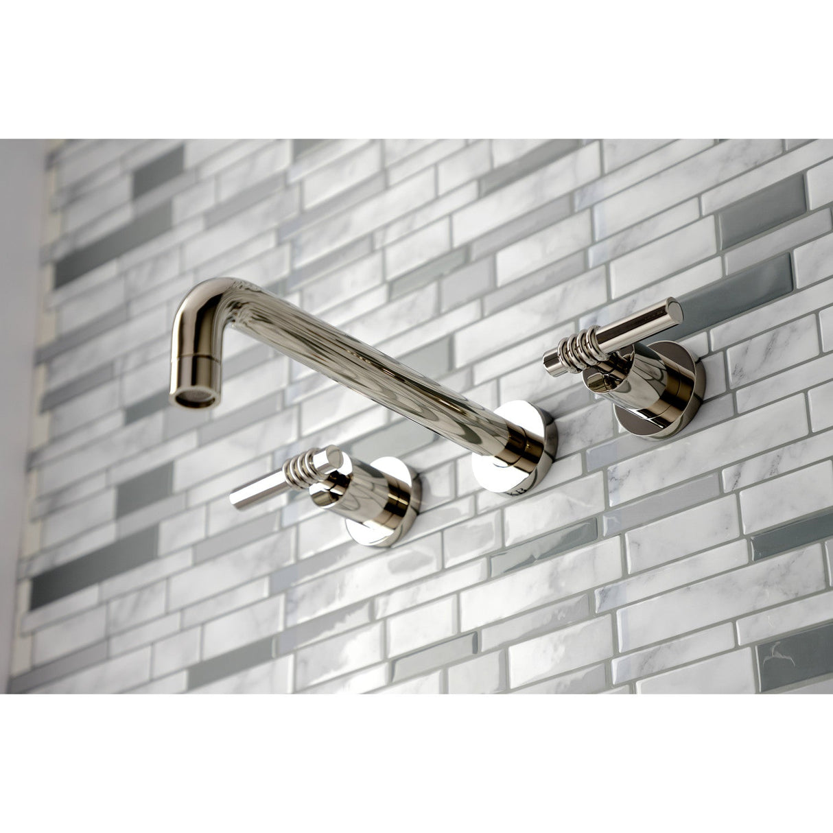 Milano KS8026ML Two-Handle 3-Hole Wall Mount Roman Tub Faucet, Polished Nickel