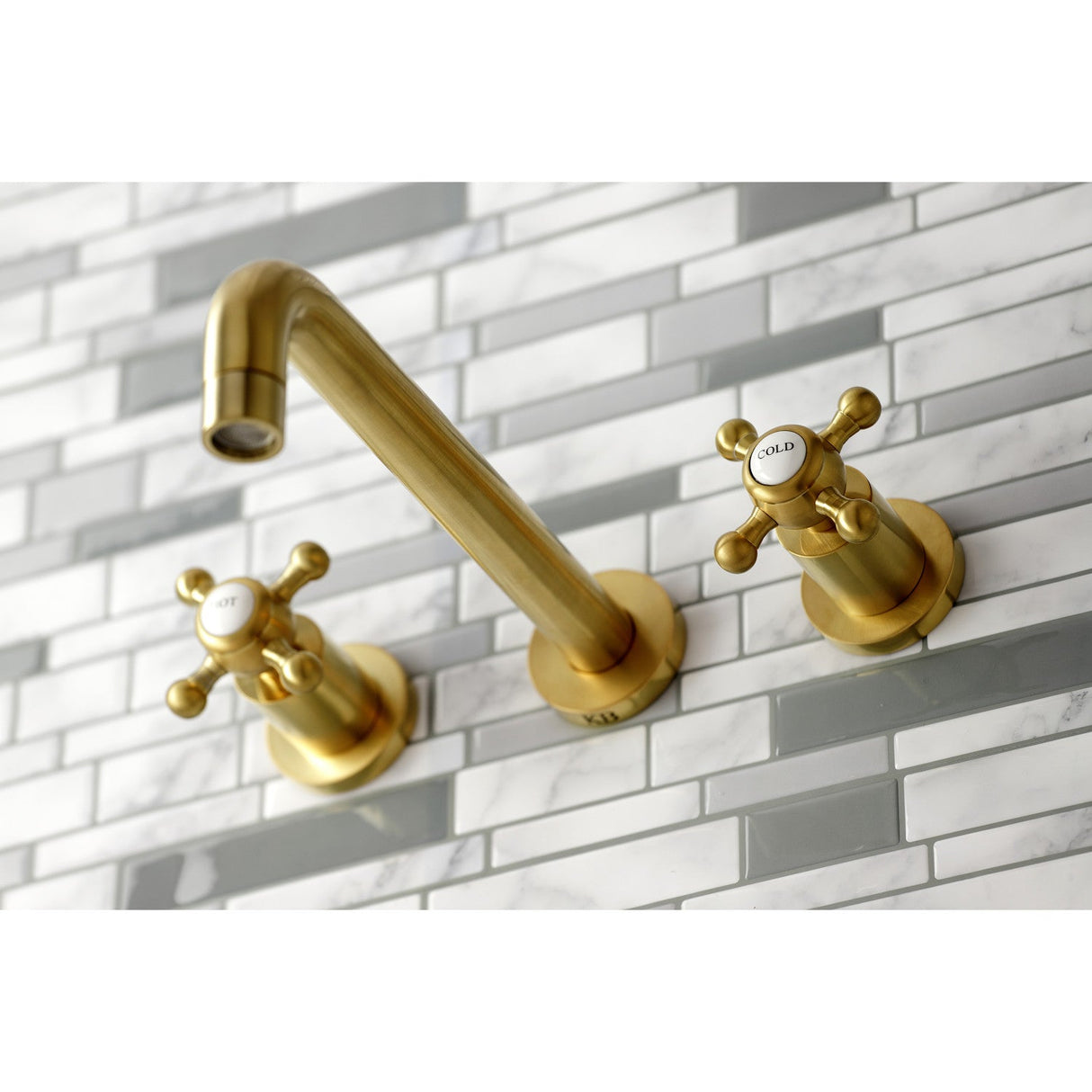 Metropolitan KS8027BX Two-Handle 3-Hole Wall Mount Roman Tub Faucet, Brushed Brass