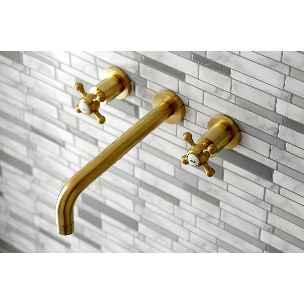 Metropolitan KS8027BX Two-Handle 3-Hole Wall Mount Roman Tub Faucet, Brushed Brass