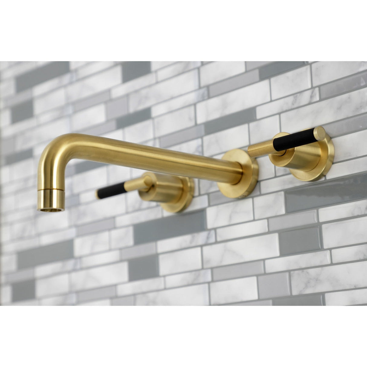 Kaiser KS8027CKL Two-Handle 3-Hole Wall Mount Roman Tub Faucet, Brushed Brass