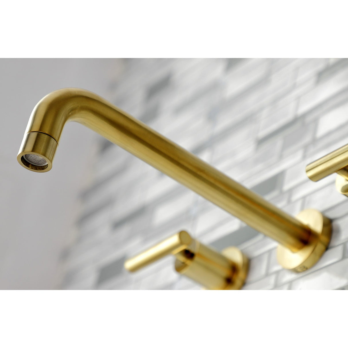 Manhattan KS8027CML Two-Handle 3-Hole Wall Mount Roman Tub Faucet, Brushed Brass