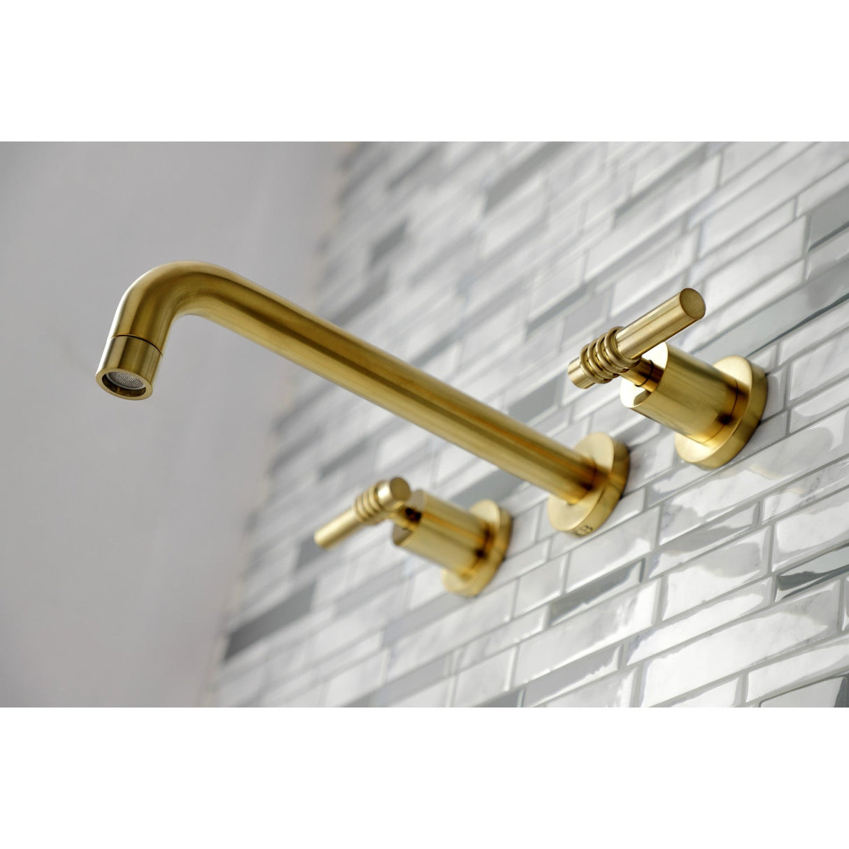 Milano KS8027ML Two-Handle 3-Hole Wall Mount Roman Tub Faucet, Brushed Brass