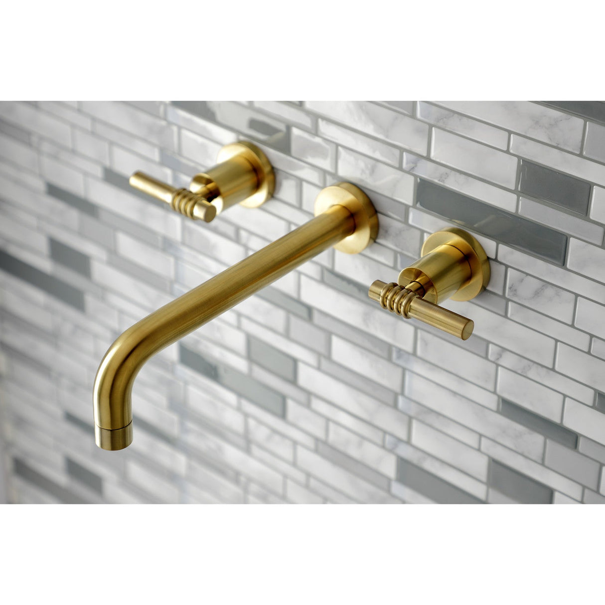 Milano KS8027ML Two-Handle 3-Hole Wall Mount Roman Tub Faucet, Brushed Brass