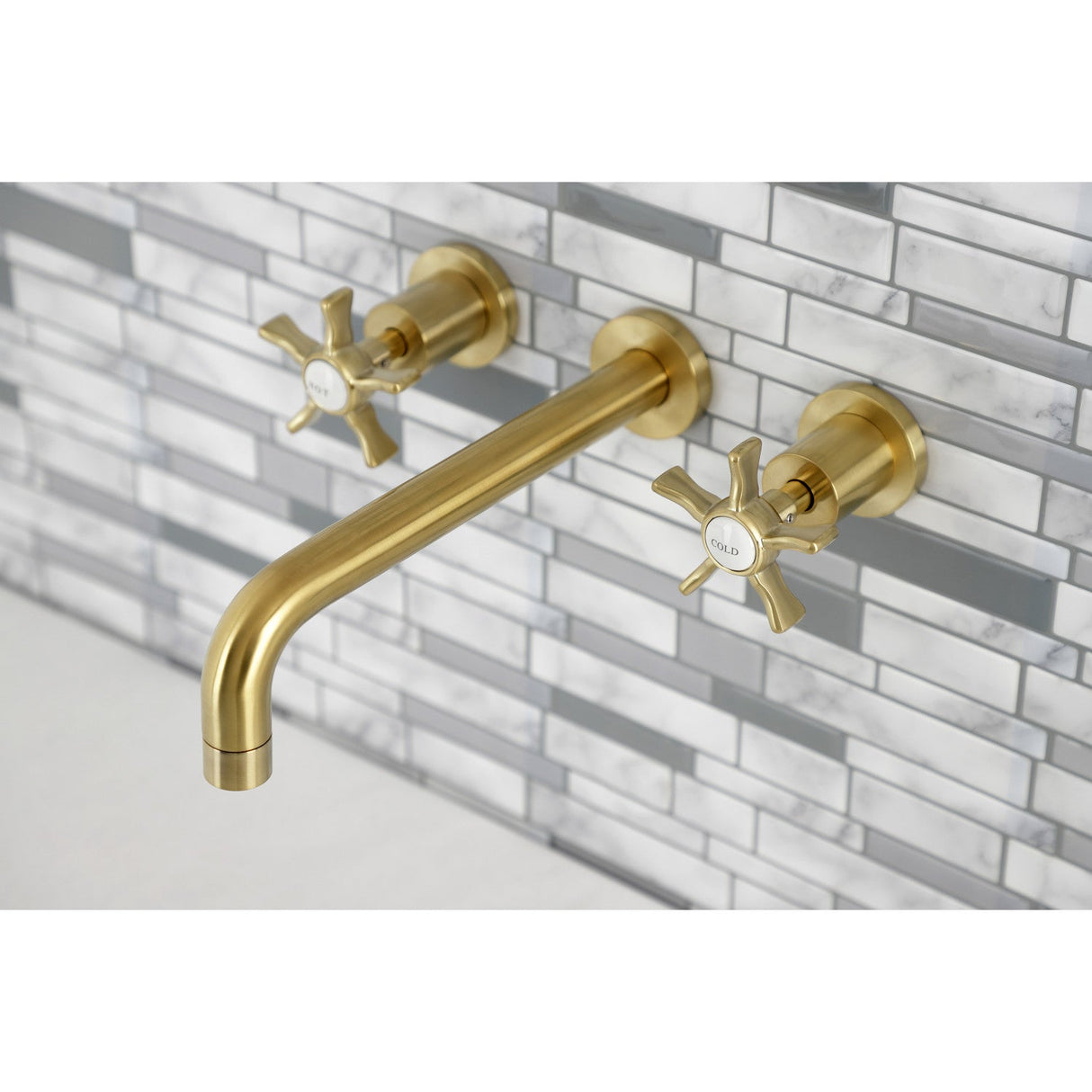 Hamilton KS8027NX Two-Handle 3-Hole Wall Mount Roman Tub Faucet, Brushed Brass