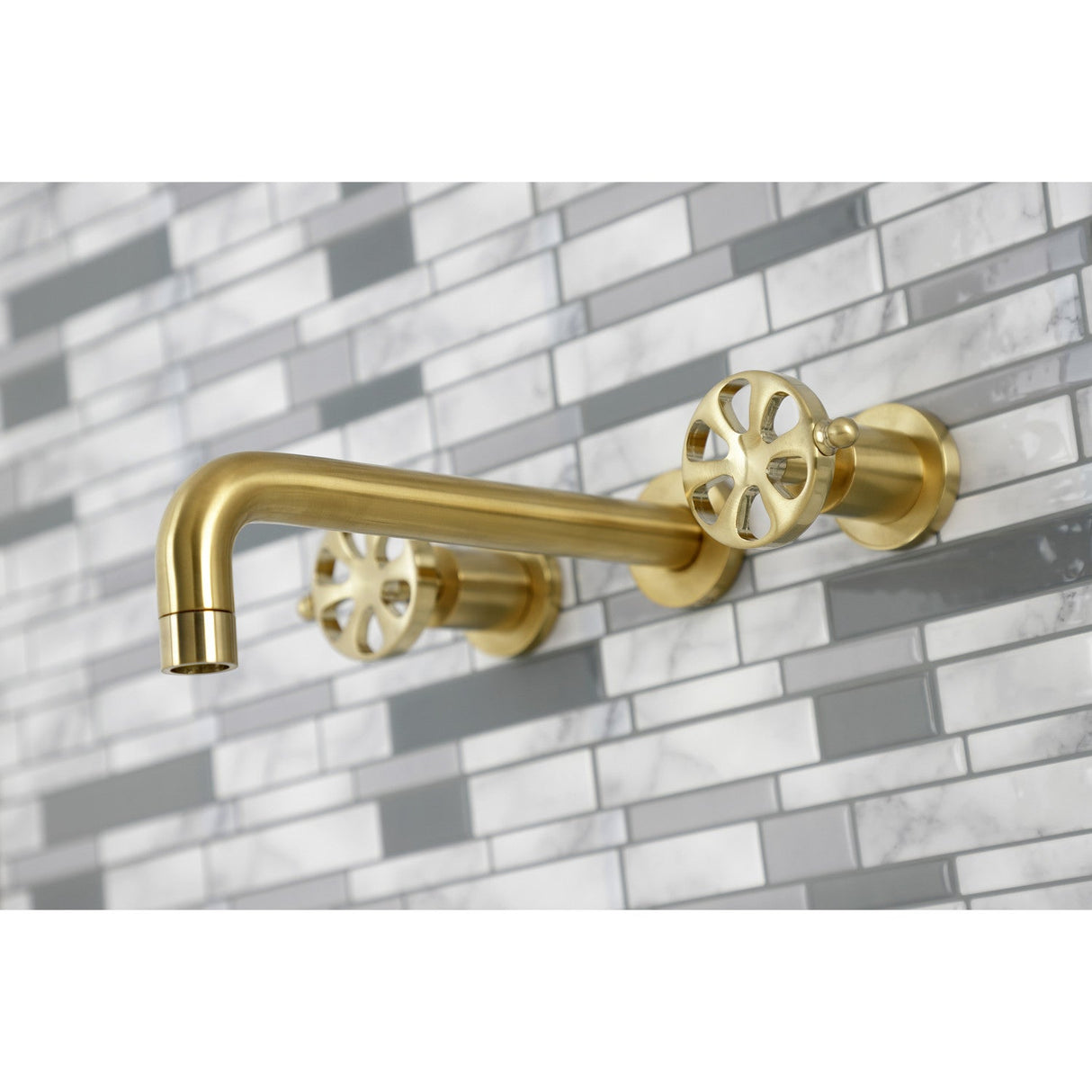 Belknap KS8027RX Two-Handle 3-Hole Wall Mount Roman Tub Faucet, Brushed Brass