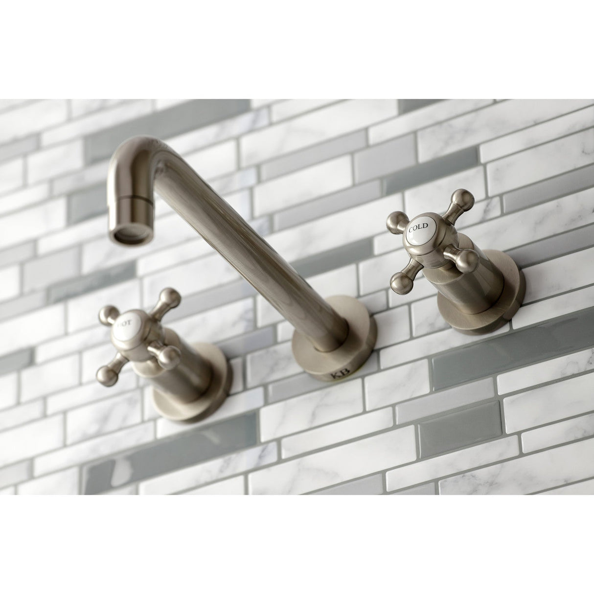 Metropolitan KS8028BX Two-Handle 3-Hole Wall Mount Roman Tub Faucet, Brushed Nickel