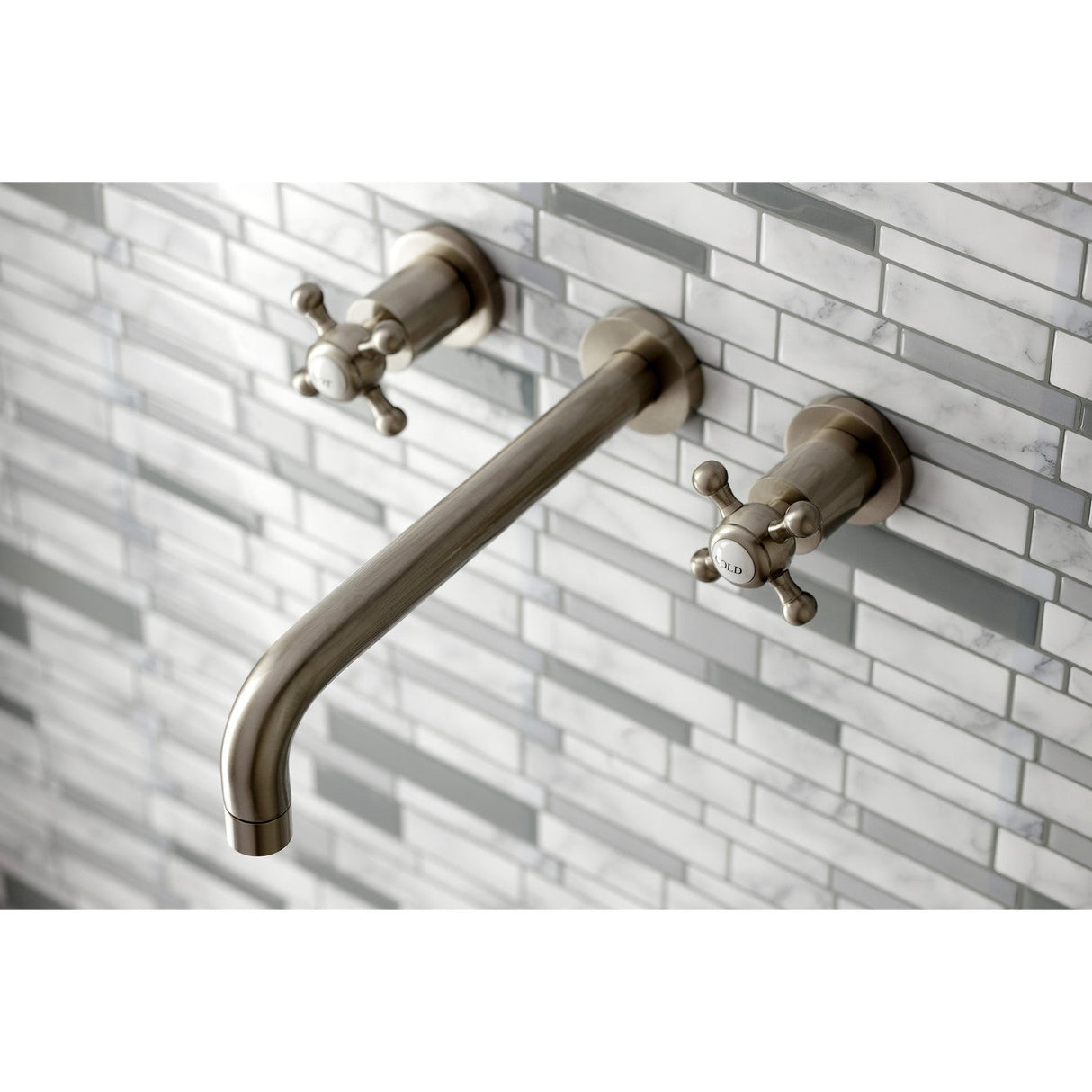 Metropolitan KS8028BX Two-Handle 3-Hole Wall Mount Roman Tub Faucet, Brushed Nickel