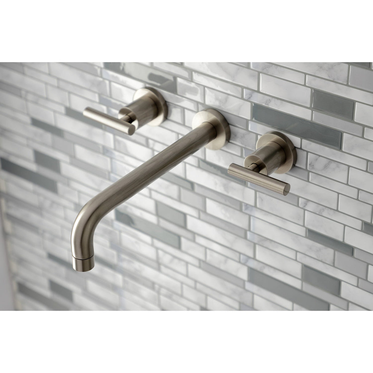 Manhattan KS8028CML Two-Handle 3-Hole Wall Mount Roman Tub Faucet, Brushed Nickel