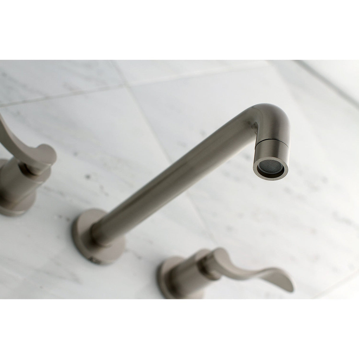 NuWave KS8028DFL Two-Handle 3-Hole Wall Mount Roman Tub Faucet, Brushed Nickel