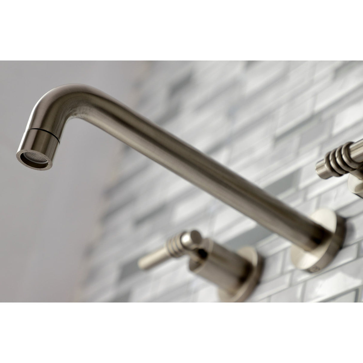 Milano KS8028ML Two-Handle 3-Hole Wall Mount Roman Tub Faucet, Brushed Nickel