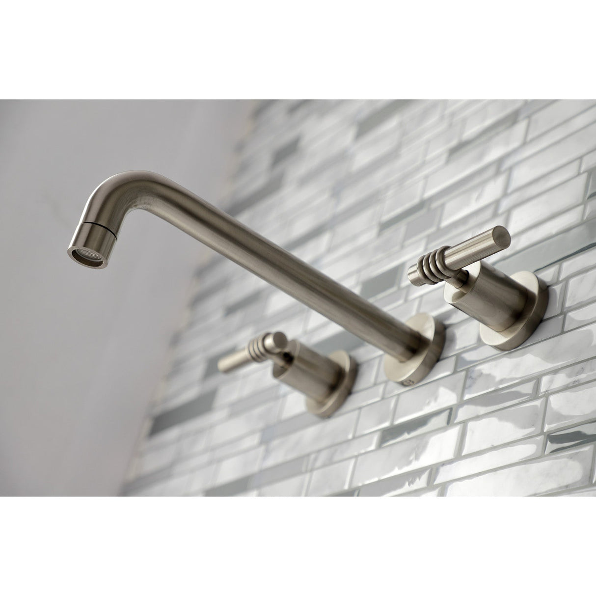 Milano KS8028ML Two-Handle 3-Hole Wall Mount Roman Tub Faucet, Brushed Nickel