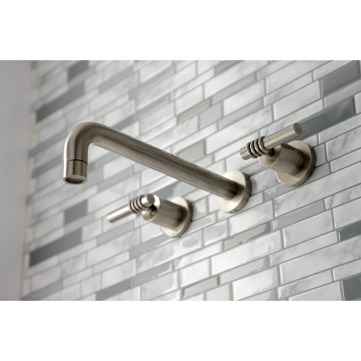 Milano KS8028ML Two-Handle 3-Hole Wall Mount Roman Tub Faucet, Brushed Nickel