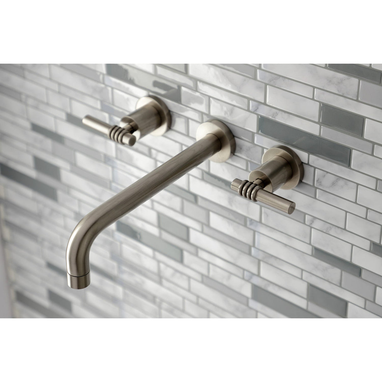 Milano KS8028ML Two-Handle 3-Hole Wall Mount Roman Tub Faucet, Brushed Nickel