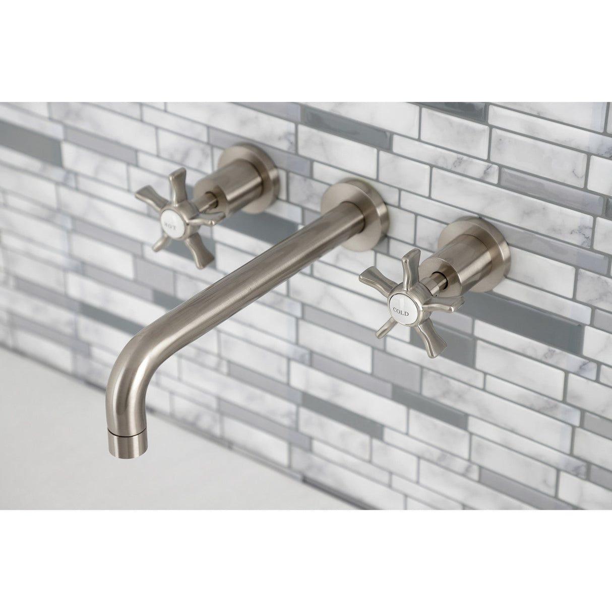 Hamilton KS8028NX Two-Handle 3-Hole Wall Mount Roman Tub Faucet, Brushed Nickel