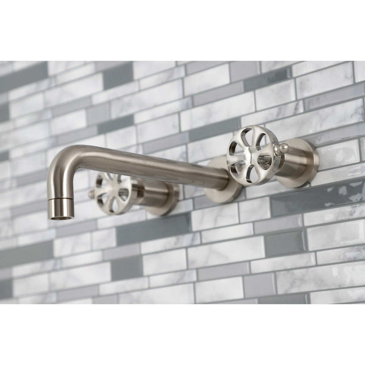 Belknap KS8028RX Two-Handle 3-Hole Wall Mount Roman Tub Faucet, Brushed Nickel