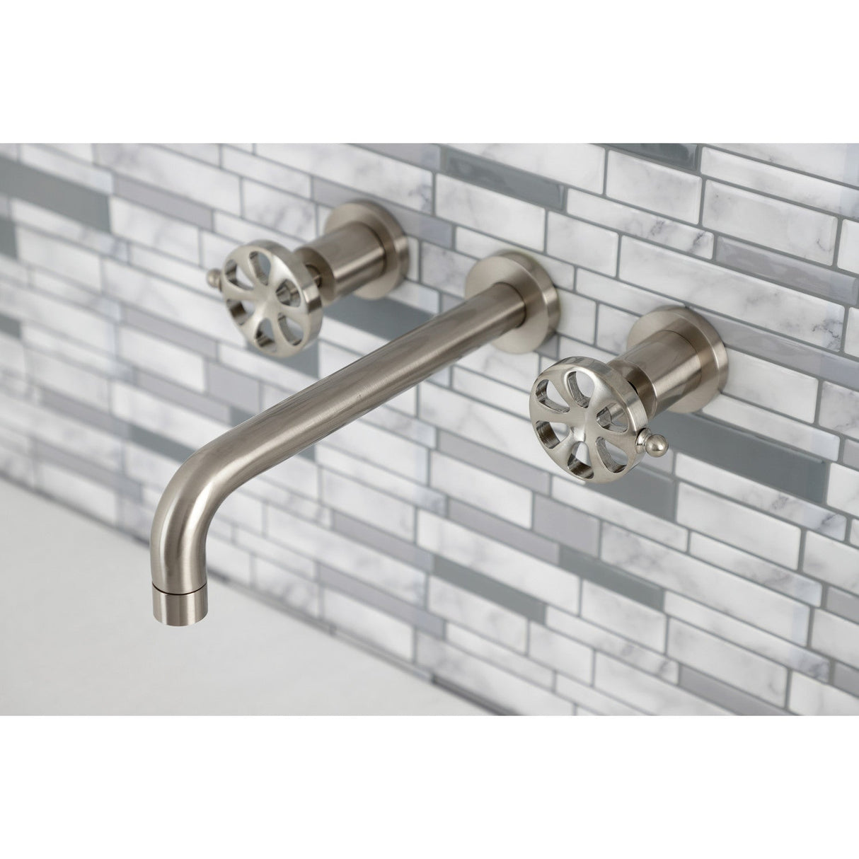 Belknap KS8028RX Two-Handle 3-Hole Wall Mount Roman Tub Faucet, Brushed Nickel