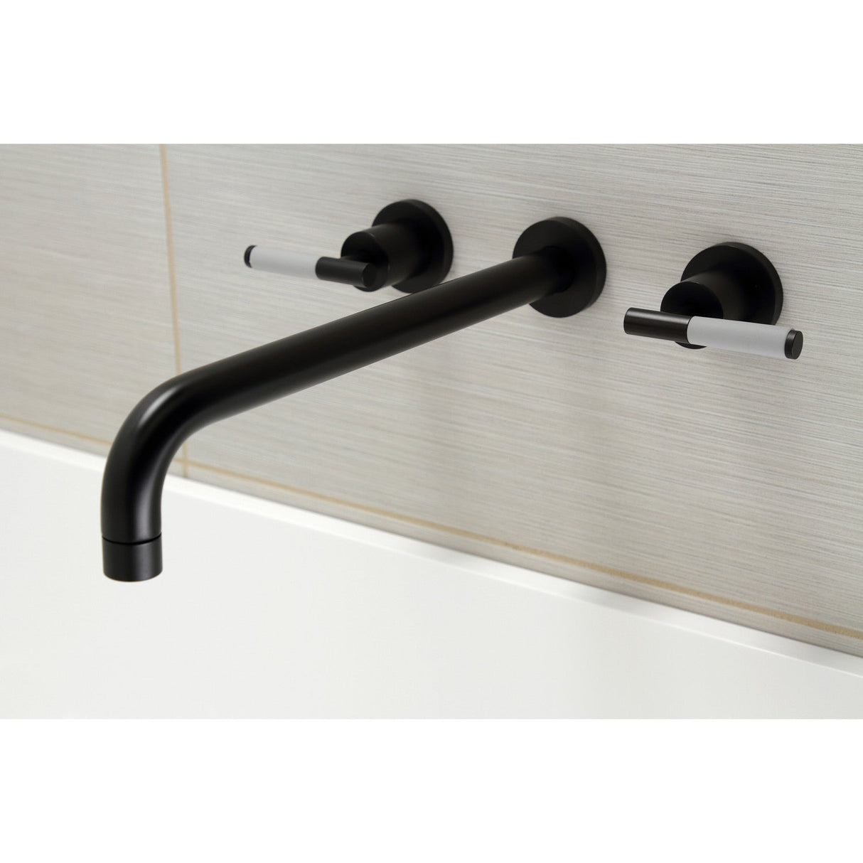 Kaiser KS8040CKL Two-Handle 3-Hole Wall Mount Roman Tub Faucet, Matte Black