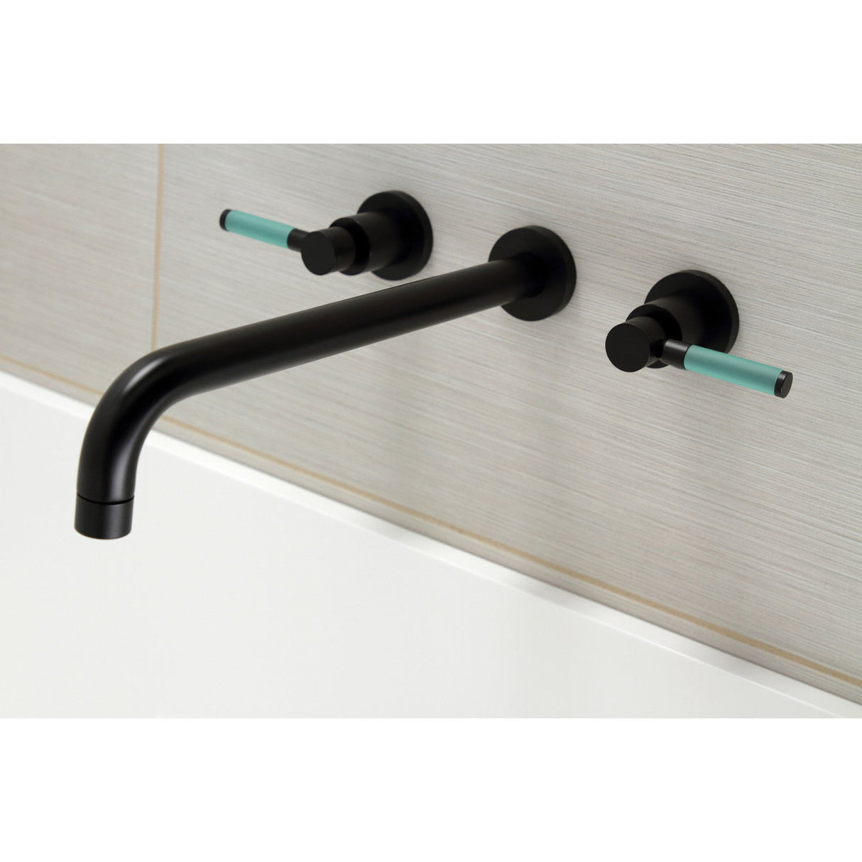 Kaiser KS8040DKL Two-Handle 3-Hole Wall Mount Roman Tub Faucet, Matte Black