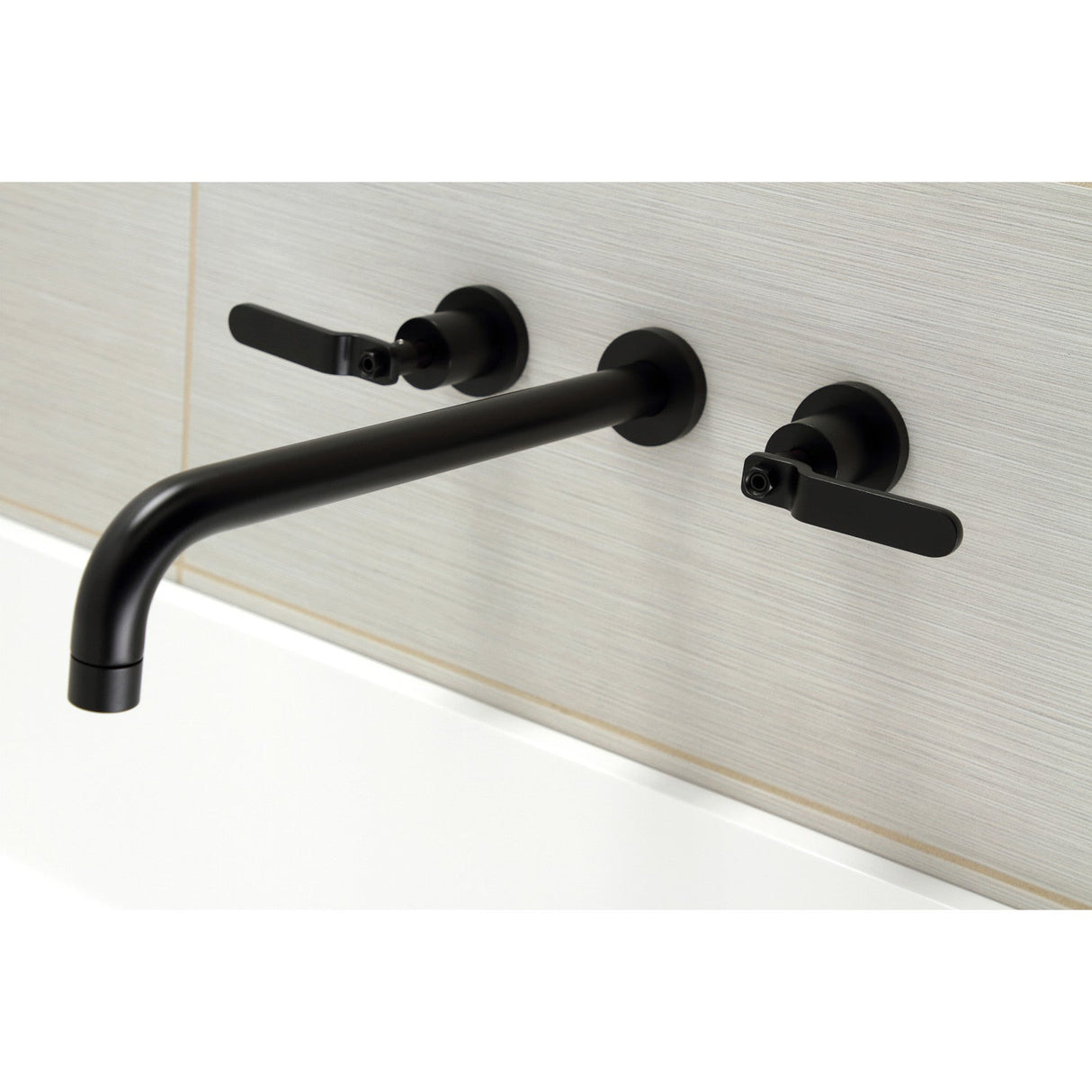 Whitaker KS8040KL Two-Handle 3-Hole Wall Mount Roman Tub Faucet, Matte Black