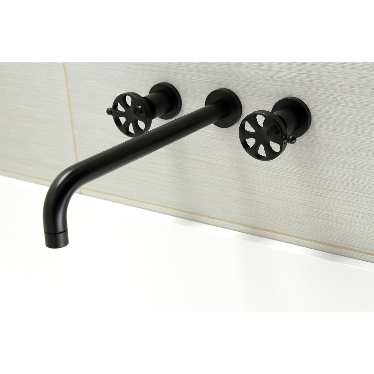 Belknap KS8040RX Two-Handle 3-Hole Wall Mount Roman Tub Faucet, Matte Black