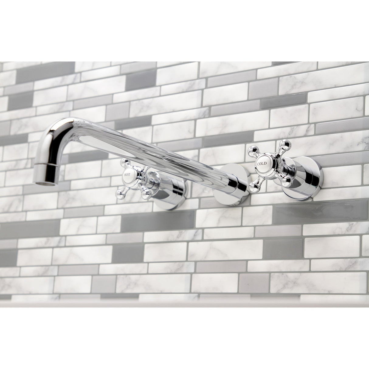 Metropolitan KS8041BX Two-Handle 3-Hole Wall Mount Roman Tub Faucet, Polished Chrome