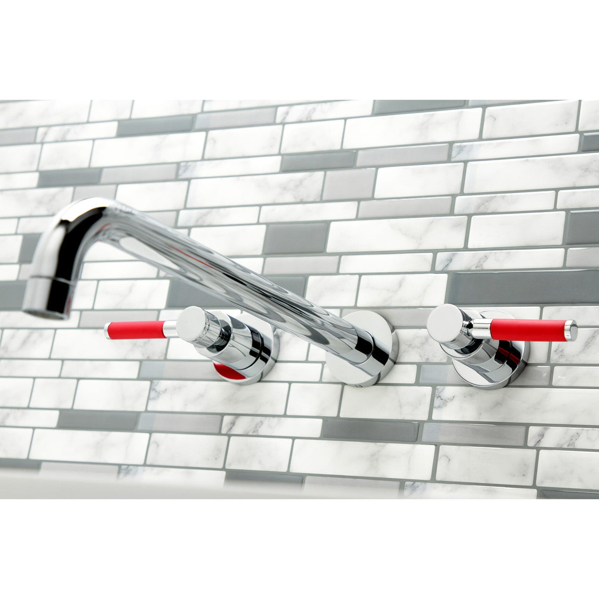 Kaiser KS8041DKL Two-Handle 3-Hole Wall Mount Roman Tub Faucet, Polished Chrome