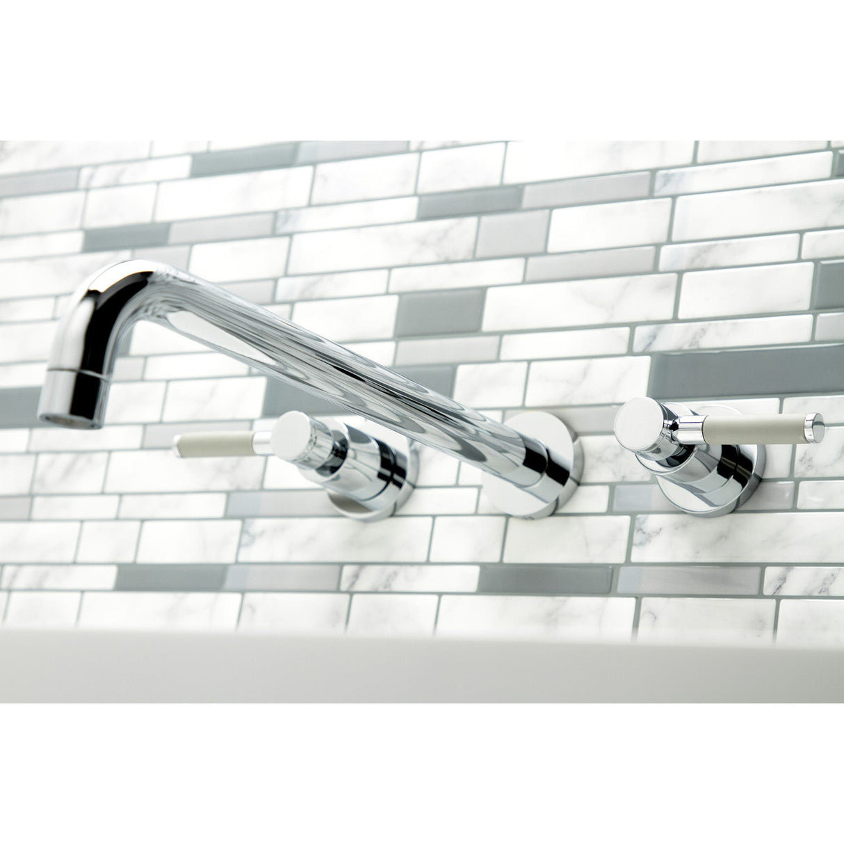 Kaiser KS8041DKL Two-Handle 3-Hole Wall Mount Roman Tub Faucet, Polished Chrome