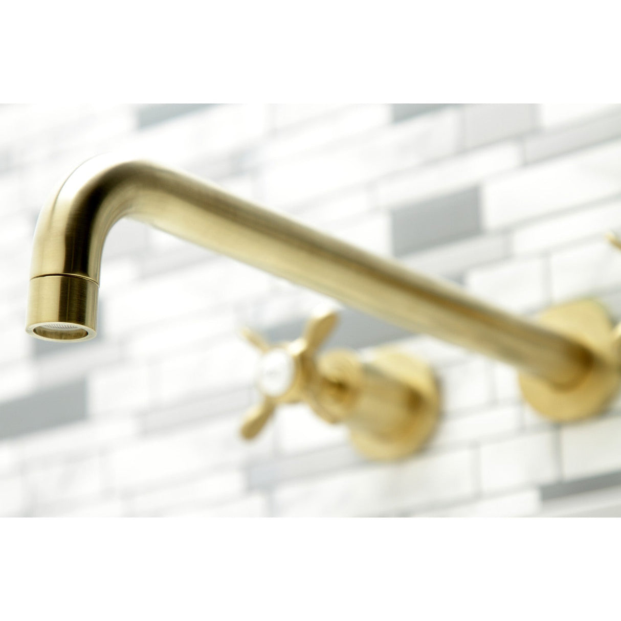 Essex KS8047BEX Two-Handle 3-Hole Wall Mount Roman Tub Faucet, Brushed Brass