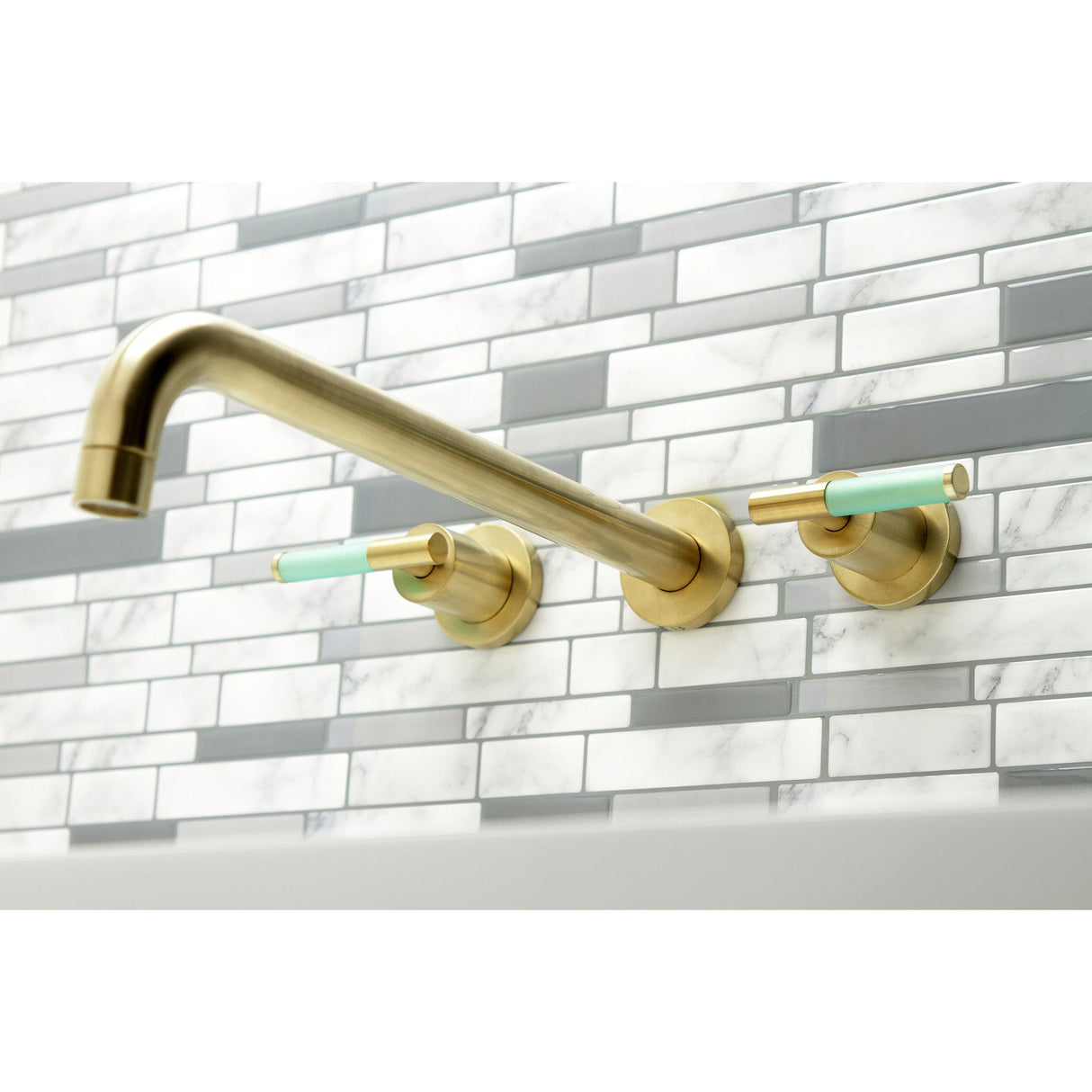 Kaiser KS8047CKL Two-Handle 3-Hole Wall Mount Roman Tub Faucet, Brushed Brass