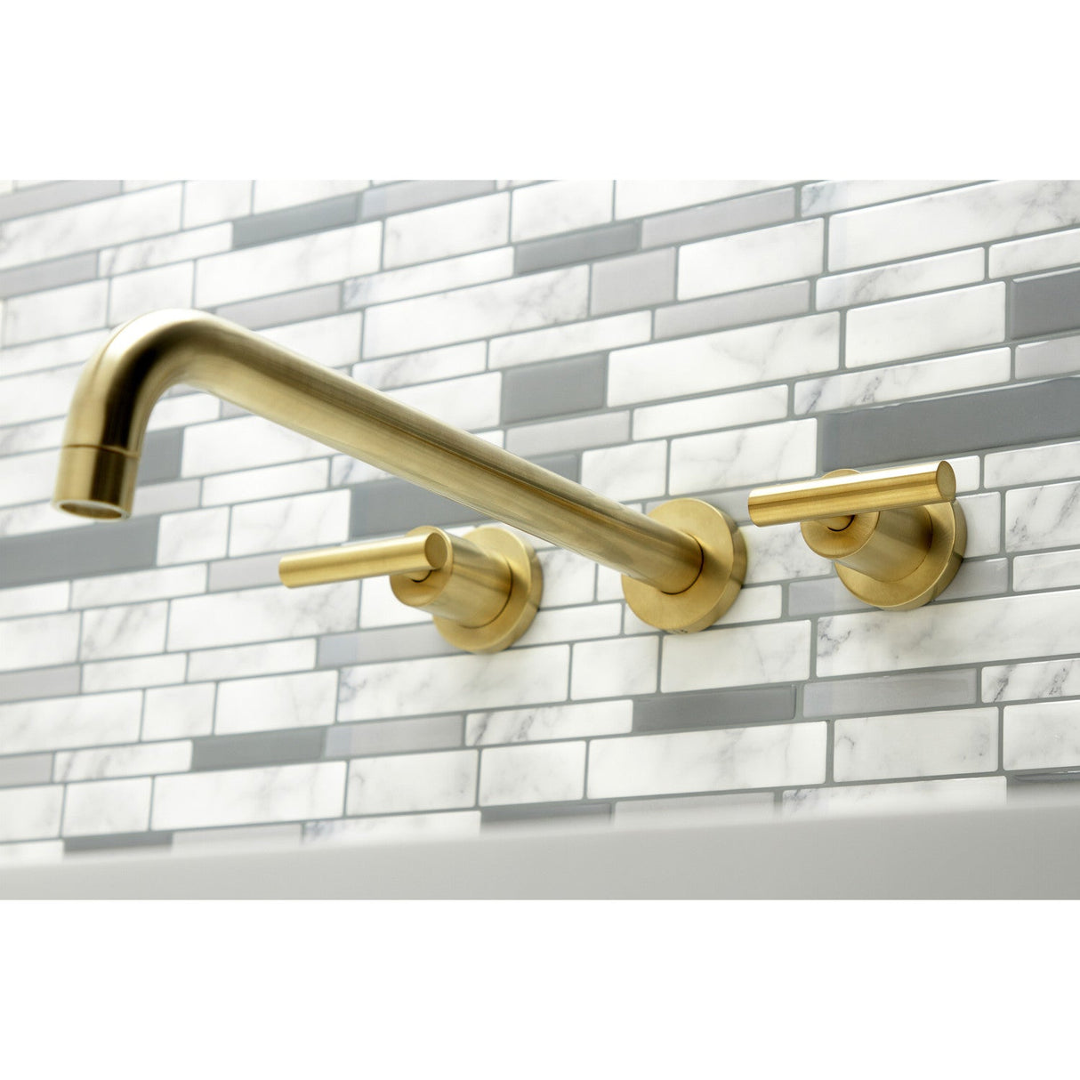 Manhattan KS8047CML Two-Handle 3-Hole Wall Mount Roman Tub Faucet, Brushed Brass