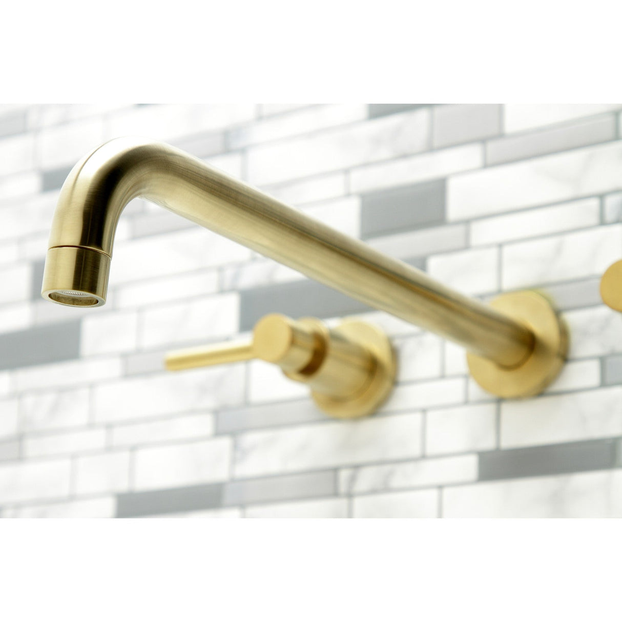 Concord KS8047DL Two-Handle 3-Hole Wall Mount Roman Tub Faucet, Brushed Brass
