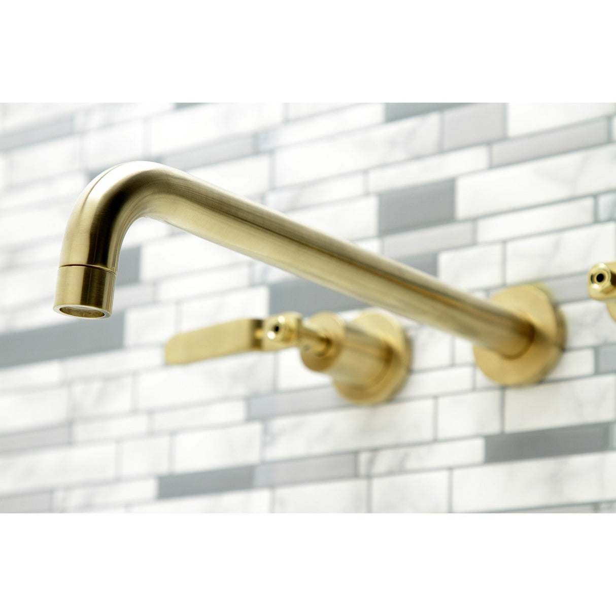 Whitaker KS8047KL Two-Handle 3-Hole Wall Mount Roman Tub Faucet, Brushed Brass