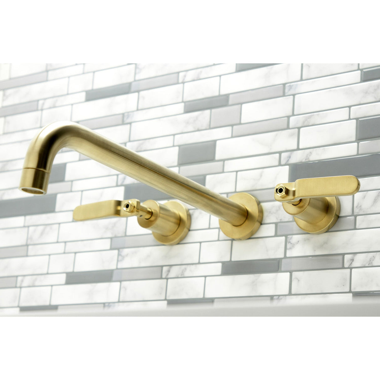 Whitaker KS8047KL Two-Handle 3-Hole Wall Mount Roman Tub Faucet, Brushed Brass
