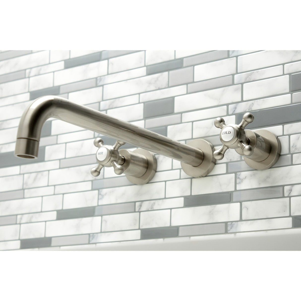 Metropolitan KS8048BX Two-Handle 3-Hole Wall Mount Roman Tub Faucet, Brushed Nickel
