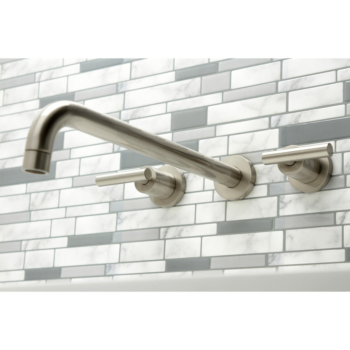 Manhattan KS8048CML Two-Handle 3-Hole Wall Mount Roman Tub Faucet, Brushed Nickel