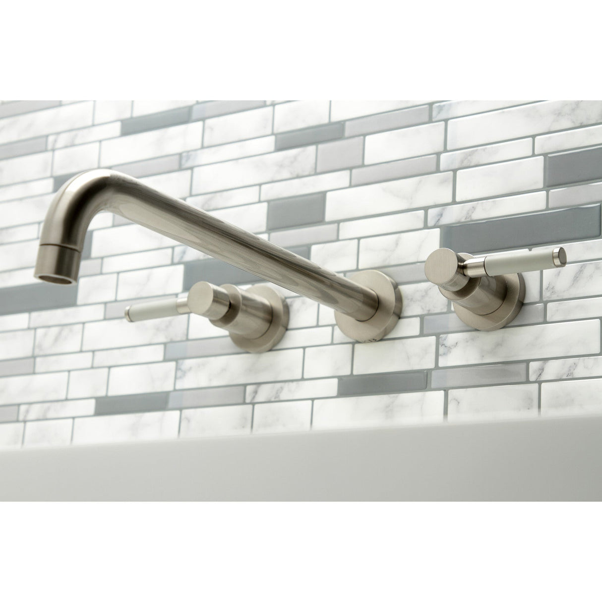 Kaiser KS8048DKL Two-Handle 3-Hole Wall Mount Roman Tub Faucet, Brushed Nickel