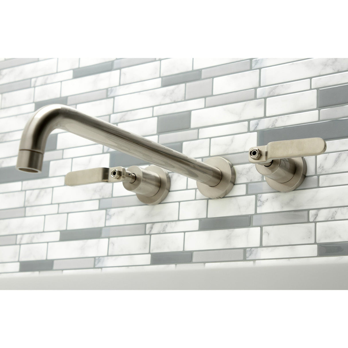 Whitaker KS8048KL Two-Handle 3-Hole Wall Mount Roman Tub Faucet, Brushed Nickel