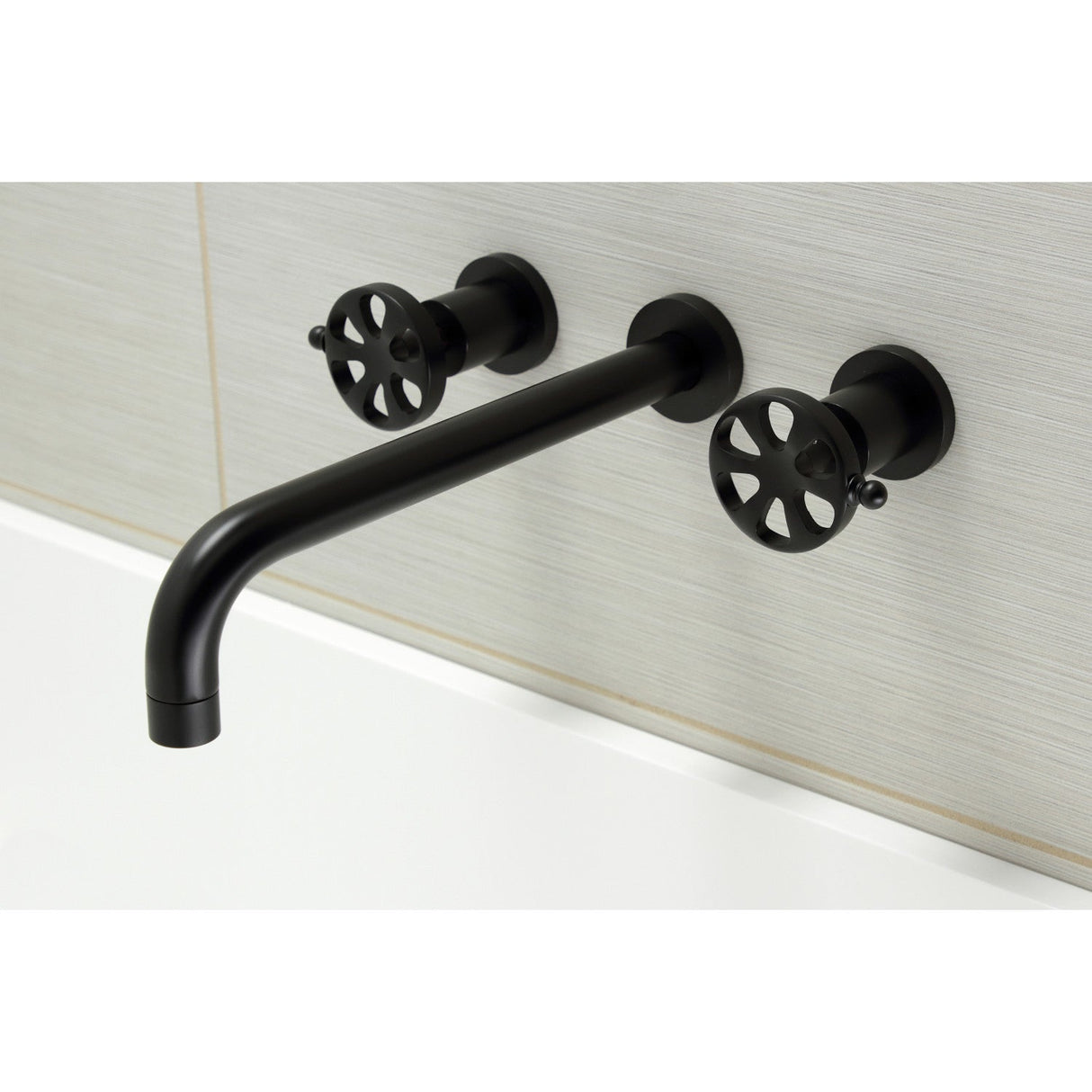 Belknap KS8050RX Two-Handle 3-Hole Wall Mount Roman Tub Faucet, Matte Black