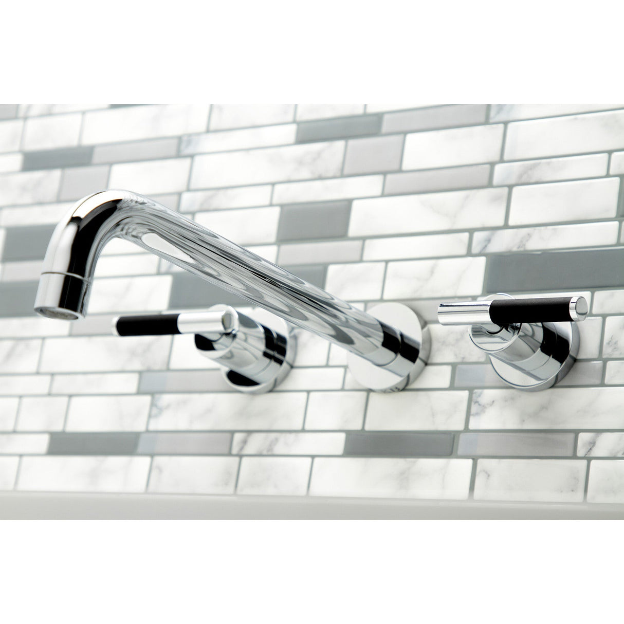 Kaiser KS8051CKL Two-Handle 3-Hole Wall Mount Roman Tub Faucet, Polished Chrome