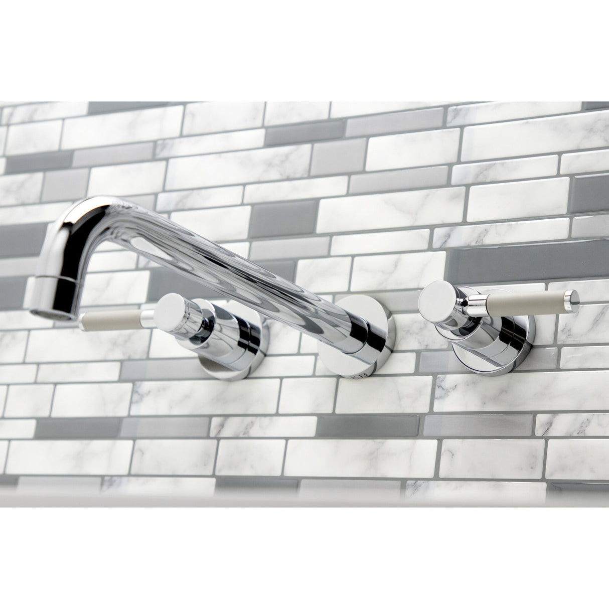 Kaiser KS8051DKL Two-Handle 3-Hole Wall Mount Roman Tub Faucet, Polished Chrome