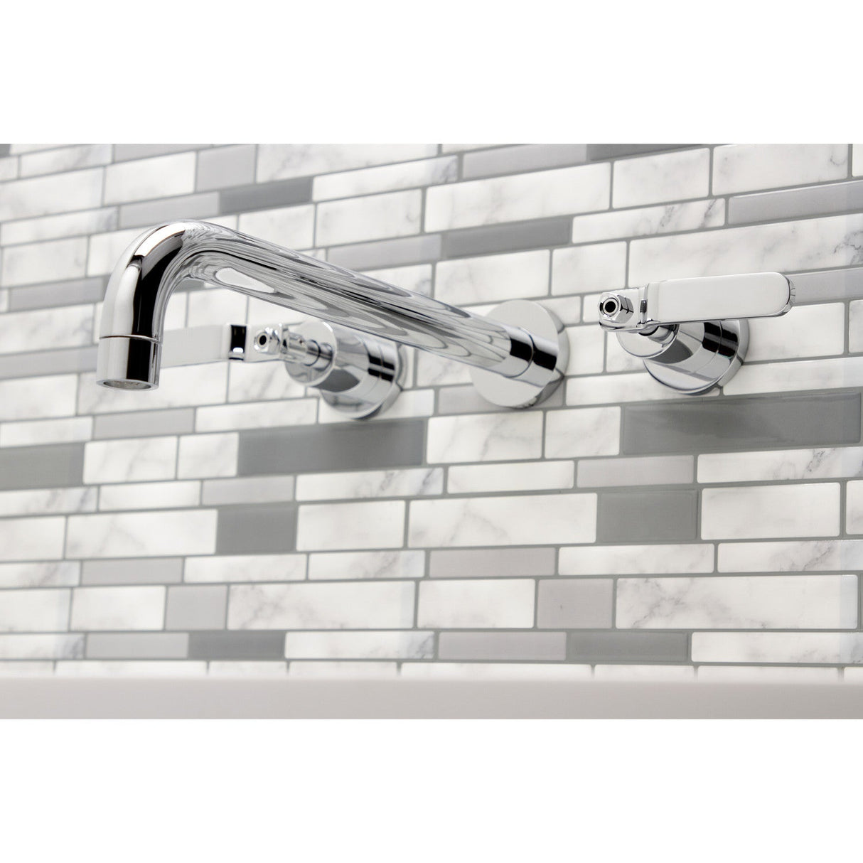 Whitaker KS8051KL Two-Handle 3-Hole Wall Mount Roman Tub Faucet, Polished Chrome