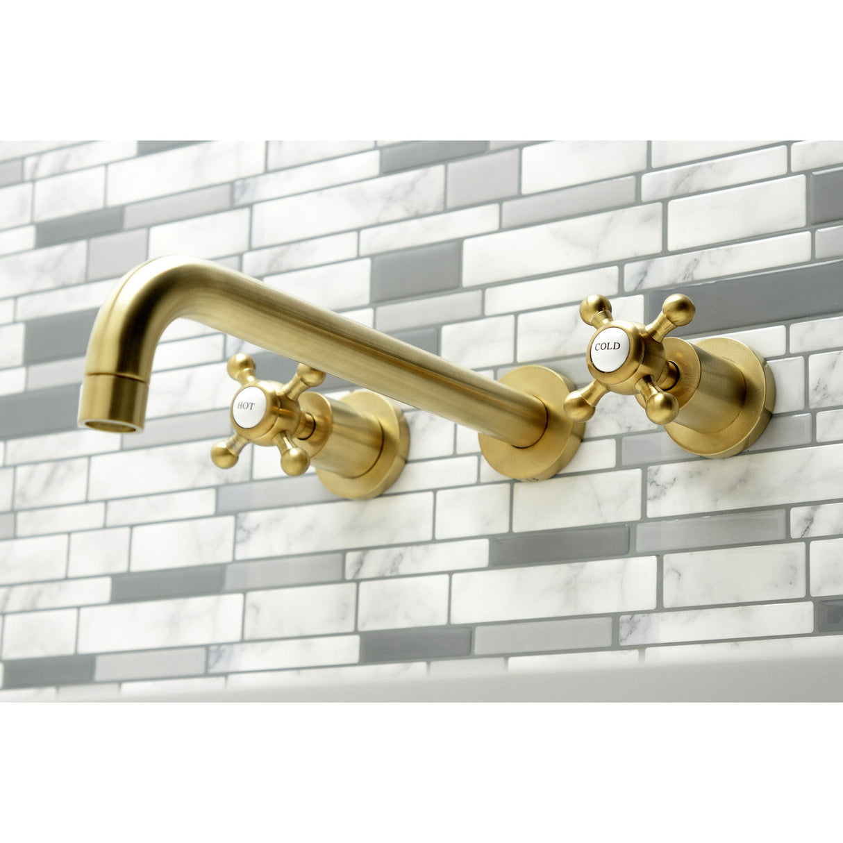 Metropolitan KS8057BX Two-Handle 3-Hole Wall Mount Roman Tub Faucet, Brushed Brass