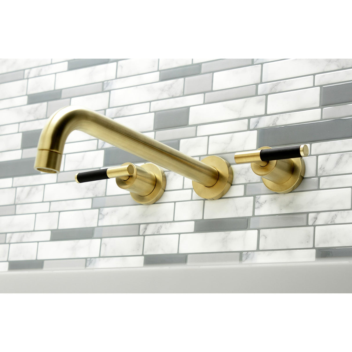 Kaiser KS8057CKL Two-Handle 3-Hole Wall Mount Roman Tub Faucet, Brushed Brass