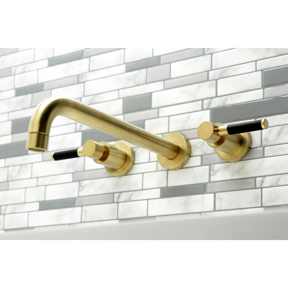 Kaiser KS8057DKL Two-Handle 3-Hole Wall Mount Roman Tub Faucet, Brushed Brass