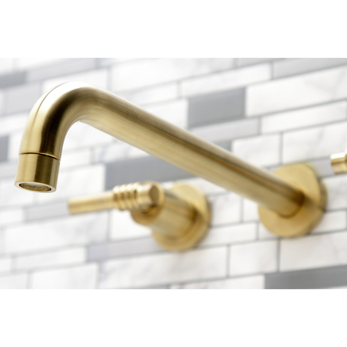 Milano KS8057ML Two-Handle 3-Hole Wall Mount Roman Tub Faucet, Brushed Brass