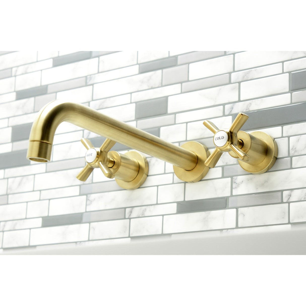 Millennium KS8057ZX Two-Handle 3-Hole Wall Mount Roman Tub Faucet, Brushed Brass