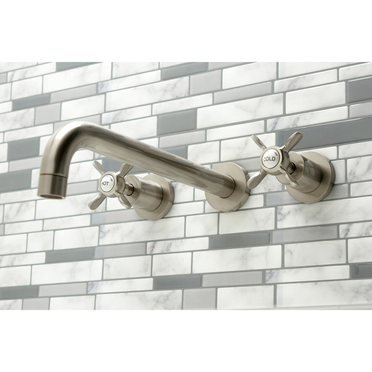 Essex KS8058BEX Two-Handle 3-Hole Wall Mount Roman Tub Faucet, Brushed Nickel